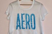 Aeropostale Logo Cropped Boyfriend Tee Size M LIKE NEW