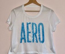 Aeropostale Logo Cropped Boyfriend Tee Size M LIKE NEW