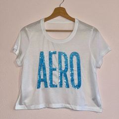 Aeropostale Logo Cropped Boyfriend Tee Size M LIKE NEW