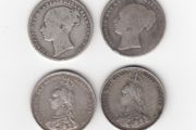 G.B. 4 x 1/-, 92.5% Silver, Coins ( no. G31)