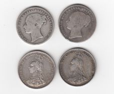 G.B. 4 x 1/-, 92.5% Silver, Coins ( no. G31)