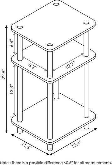 3-Tier Turn-N-Tube End Table, Side Table, Nightstand, Americano/Black (FREE POSTAGE)