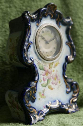 Antique French Mantel Clock, Hand Painted Porcelain Clock (works well)