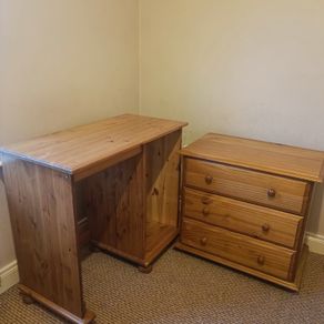 Solid wood drawers and desk