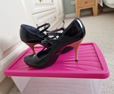 Black patent heels