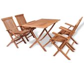 vidaXL 5 Piece Garden Dining Set Solid Teak Wood