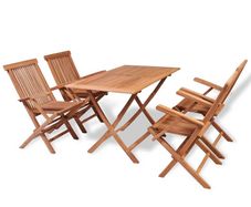 vidaXL 5 Piece Garden Dining Set Solid Teak Wood
