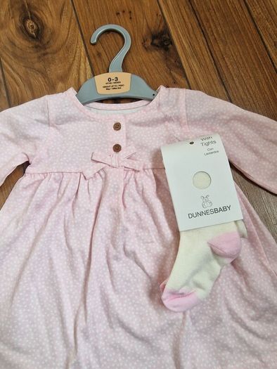 Baby girls dress & tights set 0-3m