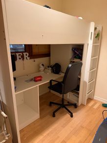 FREE White loft bed with integrated desk and shelving
