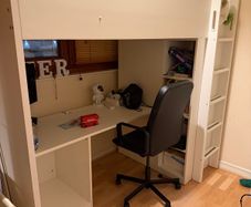 FREE White loft bed with integrated desk and shelving