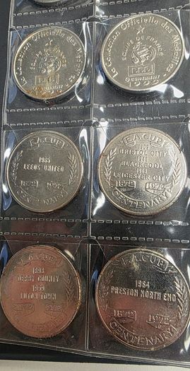 Vintage Football Token Album Lot - 1972 Esso FA Cup Centenary, England & France Squad Medals