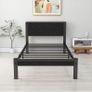 Single Bed Frame with Wooden Storage Shelf Headboard Image 4