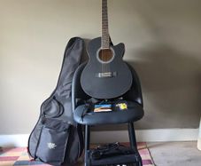 Single Cutaway Electro Acoustic Guitar Black, 15W Acoustic Amp & Accessory Pack