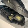 New Mens Designer Black Leather Shoes with Gold Detail Image 4