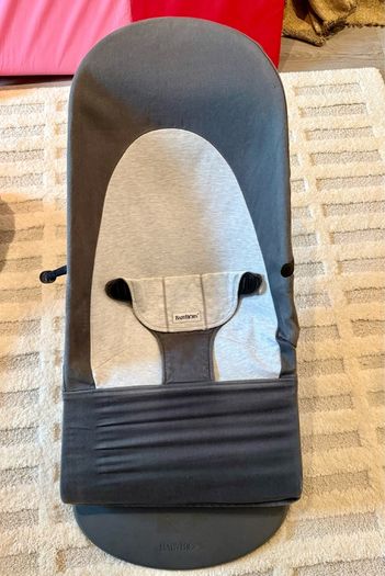 BabyBjorn Bouncer, Grey with Wooden Toy Bar