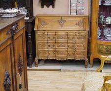 French Carved Oak Bureau