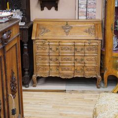 French Carved Oak Bureau