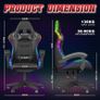 Gaming Chair with RGB Lights, Gaming Armchair with Headrest and Lumbar Support, Ergonomic Gaming Chair for Gaming Room, Teenagers With RGB, Black Image 3