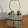 Vintage 4 piece Glass Cut Cruet Set, with Silver Plated Stand Image 5