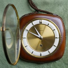 Vintage Junghans Exacta Wall Clock Mid Century Wood Frame Rope Trim Mcm (works Well)
