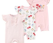 Brand New 3 Pack Newborn Pajamas Rompers 100 Cotton