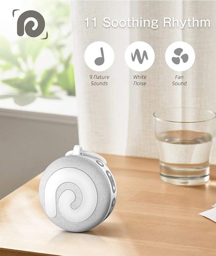 White Noise Machine, D11 Portable Sound Machine with Night Light for Baby Kids Adults, 11 Soothing Sounds Therapy for Sleeping Nursery Travel, USB Rechargeable Continuous or Timer Child Lock