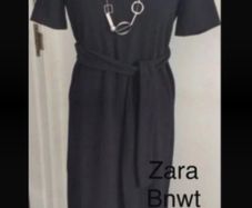 dress bnwt Zara black dress short sleeves with side slits elegant style fits 8/10