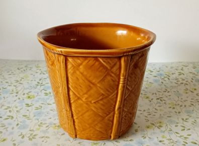 Vintage Churchill Brown Glaze Ceramic Planter.