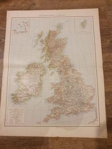 Old map of UK and Ireland 1880