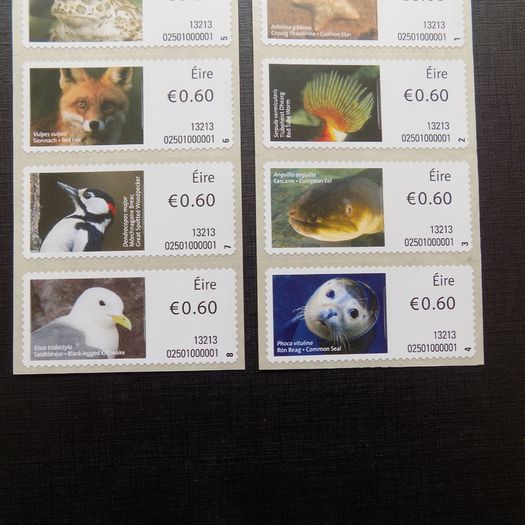 Ireland 2013.Stamps from Roll.8 x 60c stamps.Irish Animals and Marine Life.MNH.
