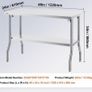Commercial Worktable Workstation 121.9x61 cm Folding Commercial Prep Table, Heavy-duty Stainless Steel Folding Table with 350.2 kg Load, Kitchen Work Table, Silver Stainless Steel Kitchen Island Image 4
