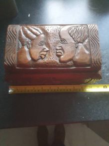 mid century hand carved box