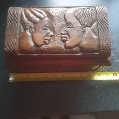 mid century hand carved box
