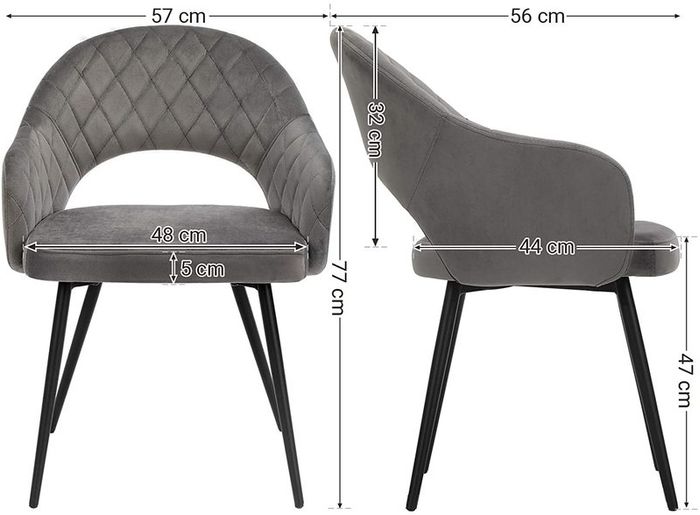 Set of 2 Velvet Dining Chairs Modern Kitchen Chairs - Free Delivery Nationwide