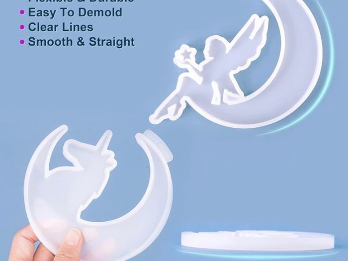 Crescents Mould, Epoxy Resin Molds, Silicone Epoxy Molds, Moon Wolf, Moon Cat, Moon Fairy, Moon Unicorn Mold (FREE POSTAGE)