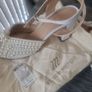 Pearl Bridal Block Heeled Sandals Ivory Size 5 Image 6