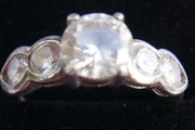 Vintage Sterling Silver Round-cut CZ Engagement Ring Size P - 3,90g