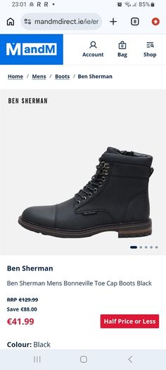Ben Sherman Mens Bonneville Boots Size 9 Brand New