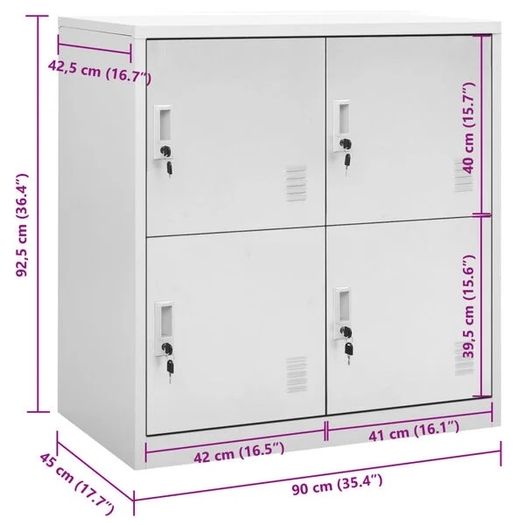 Locker Cabinet Light Grey and Red 90x45x92.5 cm Steel