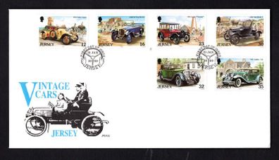 1989 Jersey Vintage Cars (1st series) Commemorative Stamps First Day Cover (FDC)