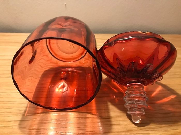 Antique Victorian Hand Blown Cranberry Glass Jar