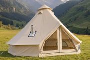Oxford Bell Tent 4 Seasons 3 m Yurt Tent for Camping with Stove Jack Waterproof Breathable Holds up to 3 People with Zipped Detachable Floor