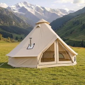 Oxford Bell Tent 4 Seasons 3 m Yurt Tent for Camping with Stove Jack Waterproof Breathable Holds up to 3 People with Zipped Detachable Floor