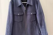 Ted Baker Men's Somerss Zip Through Wool Blend Trucker Jacket in Navy - Size 5 (Large)