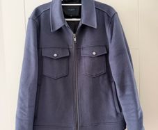 Ted Baker Men's Somerss Zip Through Wool Blend Trucker Jacket in Navy - Size 5 (Large)