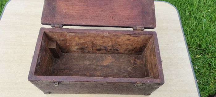 Old wooden box with brass fittings