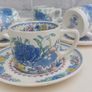 Beautiful and Rare Masons Patent Ironstone Set of Six Straight Sided Coffee/Tea Cup and Saucer Duos in the Regency Pattern, Circa 1950 Image 5