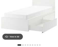 Single Bed w 2 storage boxes, white