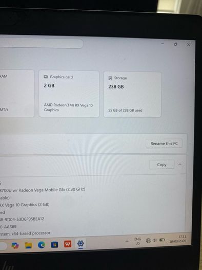 HP Laptop Ryzen 7 with 8/256 windows 11