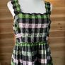 Midi Dress Oliver Bonas Black & Green Checked Scalloped Strappy Maxi dress size 12 brand new Image 7